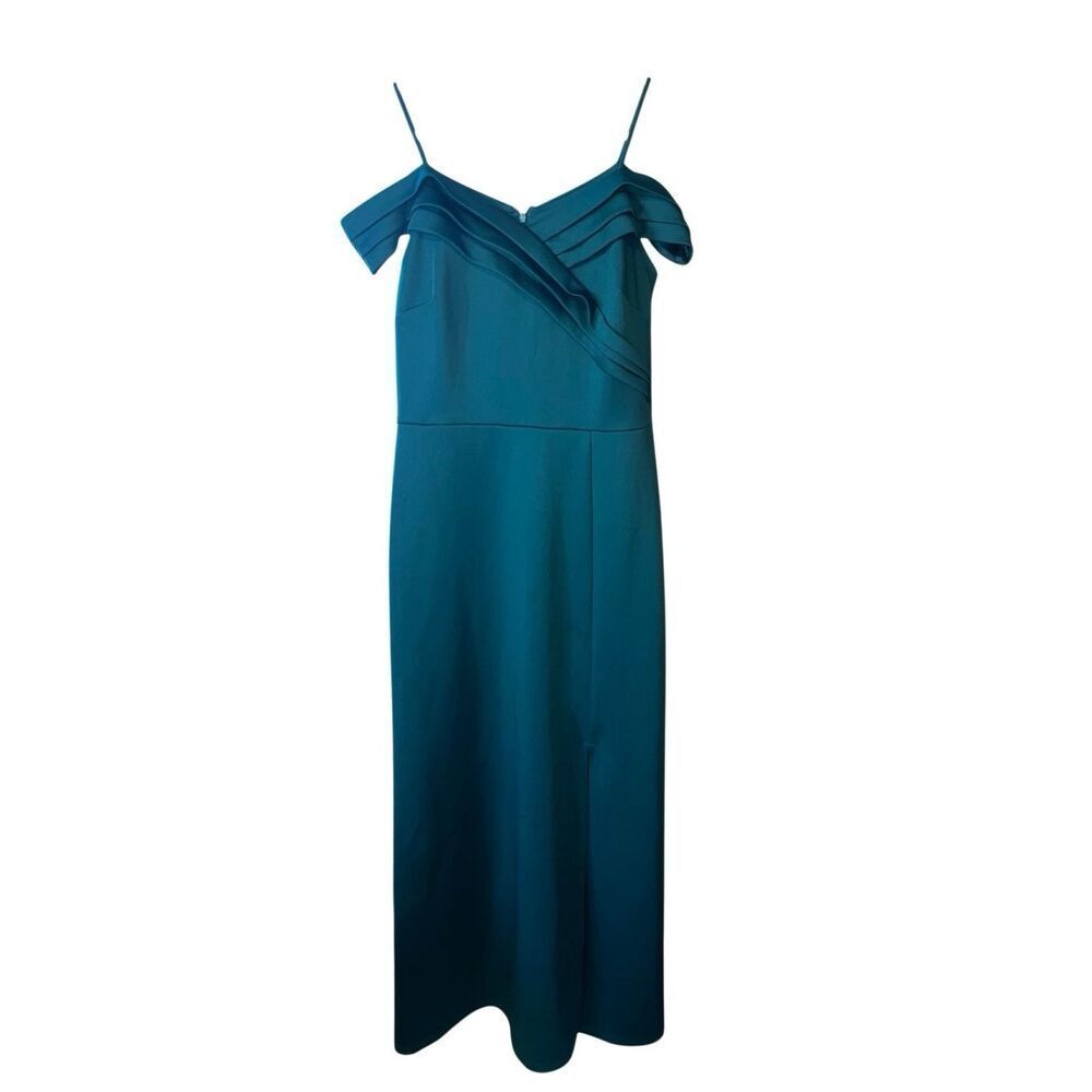 Alexa B Emerald Green Off the Shoulder Elegant Maxi Gown With Slit Sz 10 #756